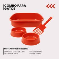 Kit Banheiro para Gatos Brinqpet 4 Peças com Bandeja Pá Comedouro e Bebedouro