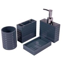 Kit Banheiro Plástico Vizapi 4pçs Splash Azul