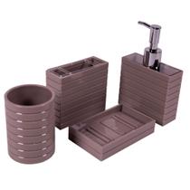 Kit Banheiro Plastico Vizapi 4pcs Splash Marrom Castor Kit Banheiro Plastico Vizapi 4pcs Splash Marrom Castor