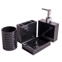 Kit Banheiro Plástico Vizapi 4pçs Splash Preto