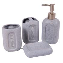 Kit Banheiro Porcelana Vizapi 4pcs Square Branco