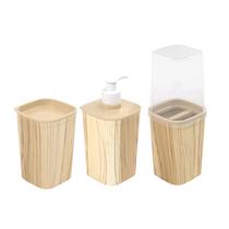 Kit Banheiro Porta Escovas de Dente com Tampa Dispenser Sabonete Líquido e Porta Algodão - Kit Banheiro Porta Escovas de Dente com Tampa Dispenser Sabonete Líquido e Porta Algodão -