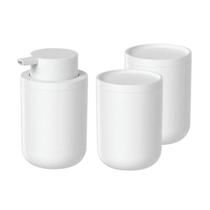 Kit Banheiro Porta Sabonete +2 Porta Algodões Bold Branco Ou