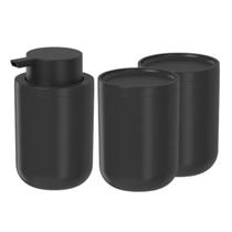 Kit Banheiro Porta Sabonete + 2 Porta Algodões Bold Preto Ou