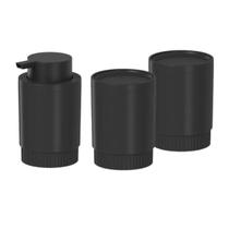 Kit Banheiro Porta Sabonete+2 Porta Algodões Dórica Preto Ou