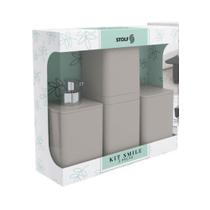 Kit Banheiro - Porta Sabonete Dispenser, Porta Escova de Dentes e Porta Algodão - Stolf Kit Banheiro - Porta Sabonete Dispenser, Porta Escova de Dentes e Porta Algodão - Stolf