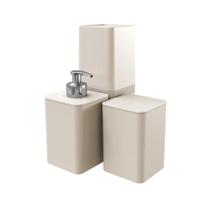 Kit Banheiro - Porta Sabonete Dispenser, Porta Escova de Dentes e Porta Algodão - Stolf