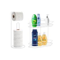 Kit Banheiro Porta Shampoo e Porta Papel Higiênico