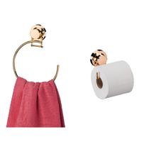 Kit Banheiro Porta Toalha Argola Toalheiro Suporte Papel Higiênico Ventosa Cobre Rose Gold- Future