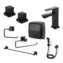 Kit Banheiro Preto + Ducha + Torneira + Acabamento Deca quadrado Kit Banheiro Preto + Ducha + Torneira + Acabamento Deca quadrado