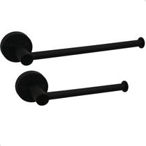 Kit Banheiro Preto Fosco Inox 304 Acessorios Lavabo Luxo 2 Peças Toalheiro Reto Papeleira Suporte Parede Porta Toalha de Rosto Porta Papel Higienico Kit Banheiro Preto Fosco Inox 304 Acessorios Lavabo Luxo 2 Peças Toalheiro Reto Papeleira Suporte Parede Porta Toalha de Rosto Porta Papel Higienico