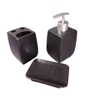 Kit Banheiro Preto Minimalista 3 Peças Black Kit Banheiro Preto Minimalista 3 Peças Black