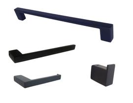 Kit Banheiro Preto Porta Tolhas Papel e Cabide 4 Peças Inox