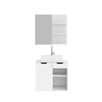 Kit Banheiro Prisma 60 Branco Espelheira Air + Gabinete Base