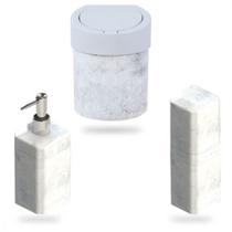 Kit Banheiro Roper Lixeira 5L C/ Porta Sabonete Liquido/Porta Escova - Roper Plast