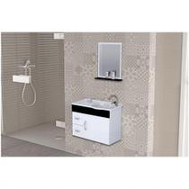 Kit Banheiro Rorato Siena Armário Suspenso Com Pia E Espelho Branco Com Preto Kit Banheiro Rorato Siena Armário Suspenso Com Pia E Espelho Branco Com Preto