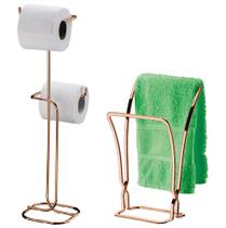 Kit banheiro rose gold Future Porta Papel Higiênico chao porta toalha de bancada 1608RG 1176RG