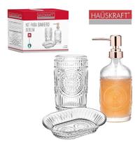 Kit Banheiro Sabonete Líquido Cor Rose Gold Berlim Hauskraft Kit Banheiro Sabonete Líquido Cor Rose Gold Berlim Hauskraft