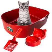 Kit Banheiro Sanitário Higinenico para Gatos Bandeja Pá Comedouro Bebedouro 4 Peças Kit Banheiro Sanitário Higinenico para Gatos Bandeja Pá Comedouro Bebedouro 4 Peças