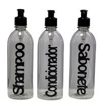 Kit Banheiro Shampoo Condicionador Sabonete 500ml - Preto