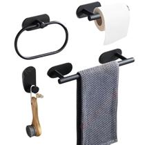 Kit Banheiro Suporte Toalha Papel Higienico Sem Furar Adesivo Toalheiro Kit Banheiro Suporte Toalha Papel Higienico Sem Furar Adesivo Toalheiro