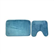 Kit Banheiro Tapetes Luxo Antiderrapante Tecido Poliéster Rápida Absorção 2 Unidades