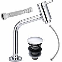 Kit Banheiro Torneira Link Metal Cromada Com Acessorios Válvula Click Engate Inox Sifão Kit Banheiro Torneira Link Metal Cromada Com Acessorios Válvula Click Engate Inox Sifão