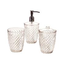 Kit Banheiro Twist Porta Sabonete, Escovas, Algodão Plasutil Kit Banheiro Twist Porta Sabonete, Escovas, Algodão Plasutil