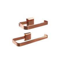 Kit Banheiros Rosê Gold Rose 1 Papeleira E 1 Porta Toalha Rosto Kit Banheiros Rosê Gold Rose 1 Papeleira E 1 Porta Toalha Rosto