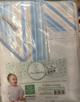 Kit banho 3 peças com bordados. (Azul)