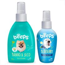 Kit Banho a Seco 200ml com Colônia Blueberry 60ml Beeps Pet Society Cães Gatos Kit Banho a Seco 200ml com Colônia Blueberry 60ml Beeps Pet Society Cães Gatos