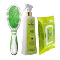 Kit Banho A Seco Antiodor 500ml, Lenço Umedecido e Escova Grande Andis Therapet