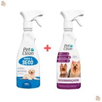 Kit Banho A Seco + Desembaraçador De Pelos Pet Clean 500ml