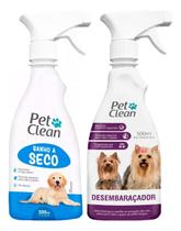 Kit Banho A Seco + Desembaraçador De Pelos Petclean 500ml - Pet Clean