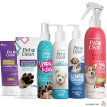Kit Banho a Seco Maciez Hidratante Patinhas e Focinho, Limpa Patas, Limpa Orelhas e Lágrimas Cachorro Cães e Gatos Pet Clean