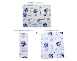 Kit banho bebê 03-peças toalhas estampadas-mickey e minnie minasrey