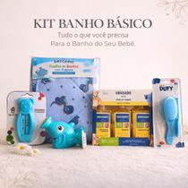 Kit Banho Bebê Azul Granado Básico Completo Premium Banheira Suporte Toalha