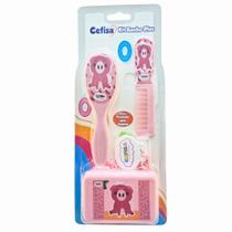Kit Banho Bebê Plus Escova, Pente e Saboneteira Brinde 1 Prendedor de Chupeta Cefisa