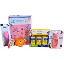 Kit Banho Bebê Rosa Granado Básico Completo Premium Banheira Suporte Toalha
