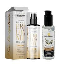 Kit Banho Brilhante 200ml + Reparador De Pontas (Revital Hair) Óleo De Coco 60ml Kit Banho Brilhante 200ml + Reparador De Pontas (Revital Hair) Óleo De Coco 60ml