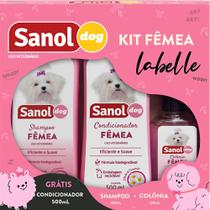 Kit Banho Cães Fêmeas LaBelle Shampoo, Condicionador e Colônia Sanol Dog