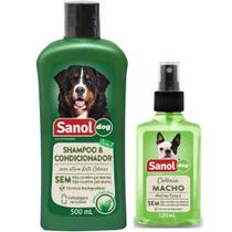 Kit Banho Cães: Shampoo com condicionador 2 em 1 e perfume macho para Cachorro Sanol Kit Banho Cães: Shampoo com condicionador 2 em 1 e perfume macho para Cachorro Sanol