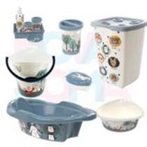 Kit Banho Cesto,lixeira,saboneteira,balde,bacia,kit higiene,banheira 21 bichinhos azul - plasutil Kit Banho Cesto,lixeira,saboneteira,balde,bacia,kit higiene,banheira 21 bichinhos azul - plasutil