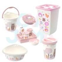 Kit Banho Cesto,lixeira,saboneteira,balde,bacia,kit higiene Bichinhos petit - plasutil