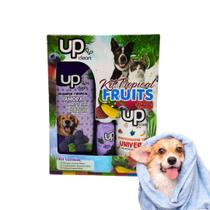 Kit Banho Completo Para Gatos e Cachorros Shampoo Fragrância De Amora Up Clean Tropical