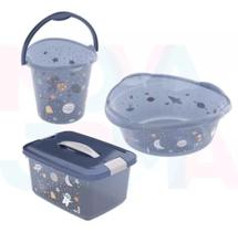 Kit Banho Cx. Organizadora + Bacia + Balde Astronauta Plasutil