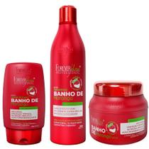 Kit Banho De Morango Brilho Extremo 3 Produtos Forever Liss