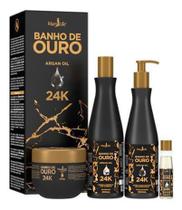 Kit Banho De Ouro 24k Argan Oil Linha Profissional 4 Itens