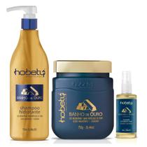 Kit Banho de Ouro Hobety Shampoo 750ml+Mascara 750g+Finalizador 60ml