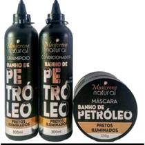 kit Banho de petróleo Preto iluminado (shampoo, condicionador e máscara) Maycrene